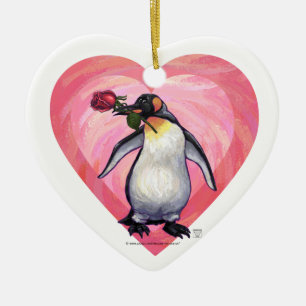 Décoration En Céramique Saint-Valentin Penguin