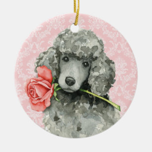 Décoration En Céramique Saint Valentin Rose Standard Poodle
