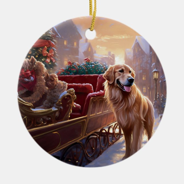 Décoration En Céramique Saison de Noël Golden Retriever (Devant)