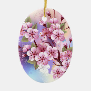 Décoration En Céramique Sakura rose sur la peinture Arrière - plan