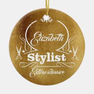 Décoration En Céramique Salon Styliste Coiffeur Monogramme Or moderne