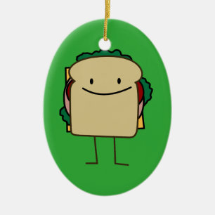 Décoration En Céramique Sandwich de sourire heureux - classique