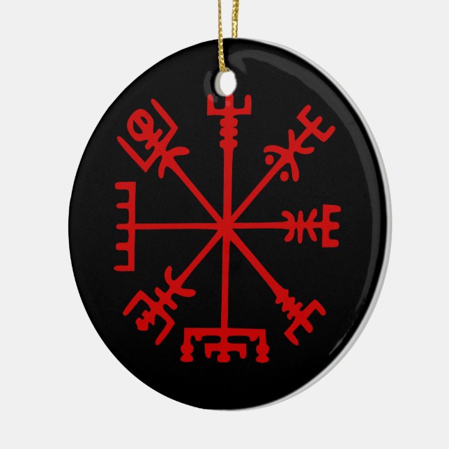 Décoration En Céramique Sang Rouge Vegvísir (Viking Compass) (Gauche)