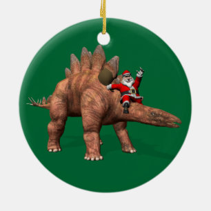 Décoration En Céramique Santa Claus À cheval Sur Stegosaurus
