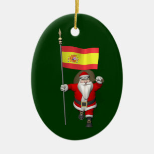 Décoration En Céramique Santa Claus Avec L'Ensigne D'Espagne