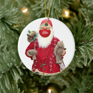 Décoration En Céramique Santa Claus Face Mask