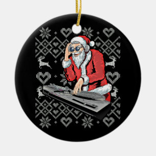 Décoration En Céramique Santa Claus Music DJ Ugly Christmas Tacky Xmas