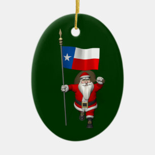 Décoration En Céramique Santa Claus with Ensign Of Texas