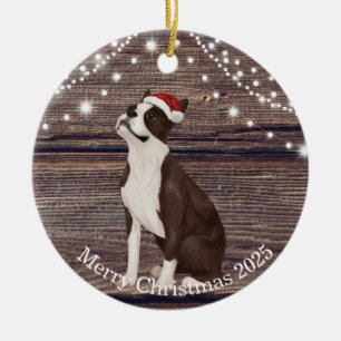 Décoration En Céramique Santa Hat Boston Terrier Noël