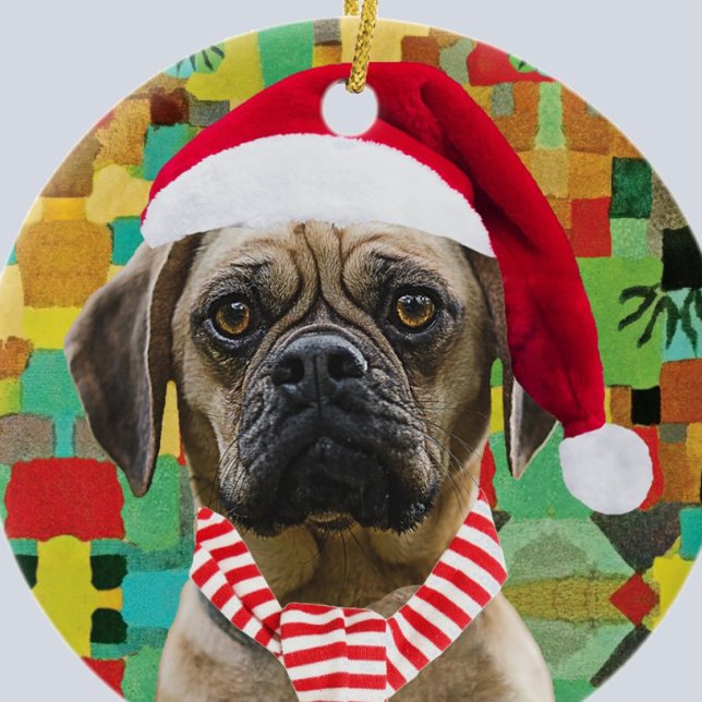Décoration En Céramique Santa Hat et Écharpe avec photo Chien de Noël (Créateur téléchargé)