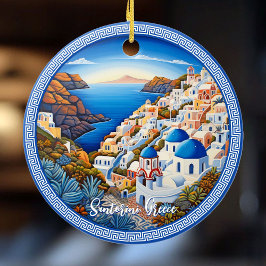 Décoration En Céramique Santorin Peinture sur l'île grecque | Art du voyag