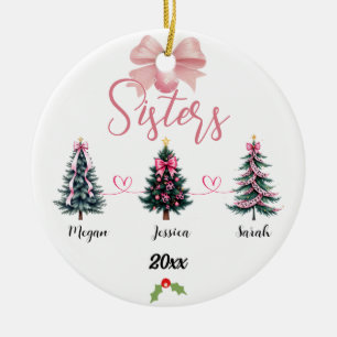 Décoration En Céramique Sapin de Noël des Trois Sœurs avec des noms person
