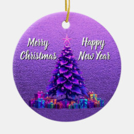 Décoration En Céramique Sapin de Noël Violet