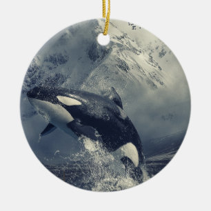 Décoration En Céramique Sauts de baleines tueuses sauvages