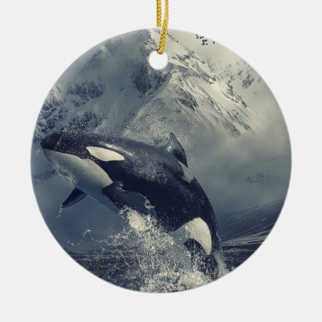 Décoration En Céramique Sauts de baleines tueuses sauvages (Devant)