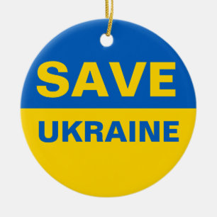 Décoration En Céramique Sauvez le drapeau ukrainien