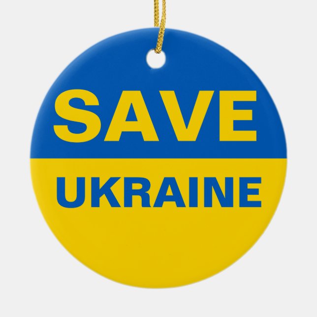 Décoration En Céramique Sauvez le drapeau ukrainien (Devant)