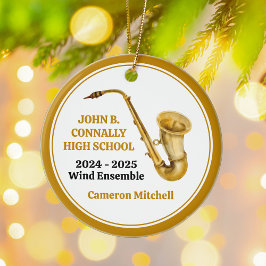Décoration En Céramique Saxophone High School Band Custom Gold Christmas