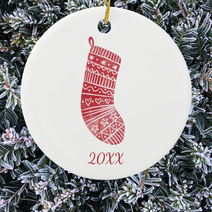 Décoration En Céramique Scandinavie Noël Année d'accueil Rouge Blanc
