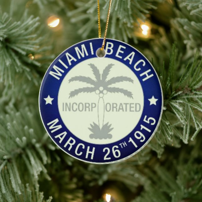 Décoration En Céramique Sceau de Miami Beach, Floride (Arbre)