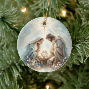 Décoration En Céramique Scène de la Nativité de la Sainte Famille radieuse