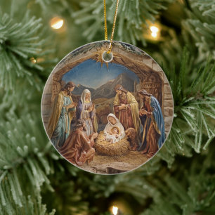 Décoration En Céramique Scène de la Nativité pacifique de l'ornement