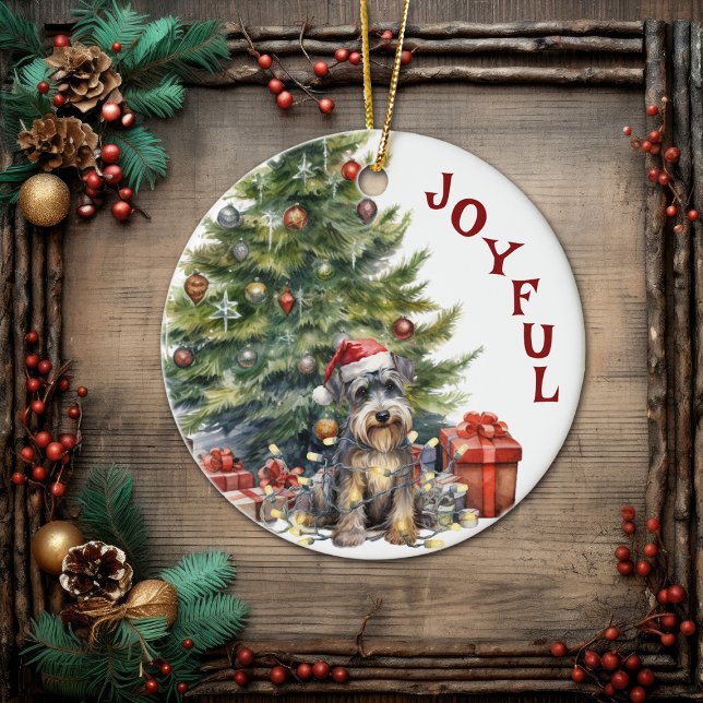 Décoration En Céramique Schnauzer Chien aux lumières de Noël (Créateur téléchargé)