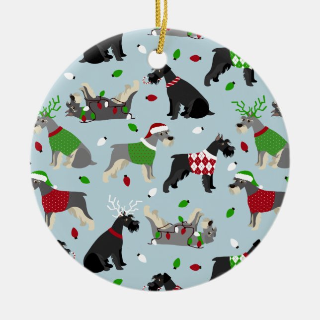 Décoration En Céramique Schnauzer de Noël (Devant)