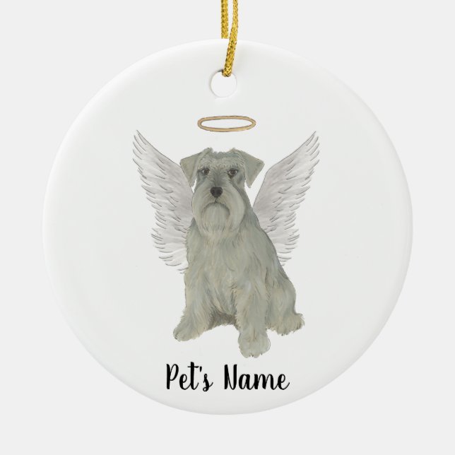 Décoration En Céramique Schnauzer Gris Argent Personnalisé (Devant)