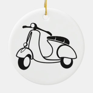 Décoration En Céramique Scooter dessin noir & blanc rétro