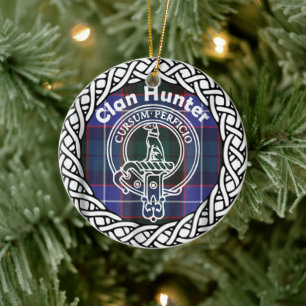 Décoration En Céramique Scottish Clan Hunter Tartan et Crest