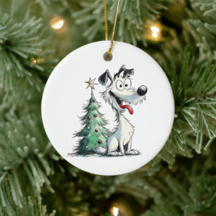 Décoration En Céramique Secourez le premier Noël du chien à Furever Accuei
