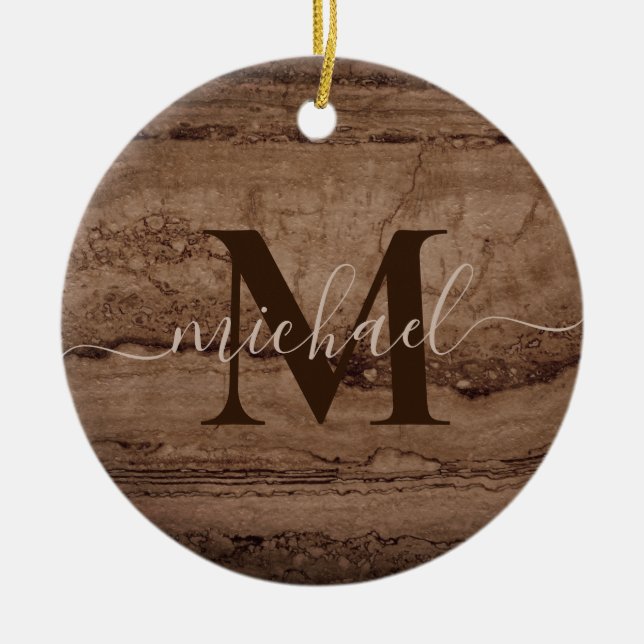 Décoration En Céramique Sepia noir brun tan Granite pierre (Devant)