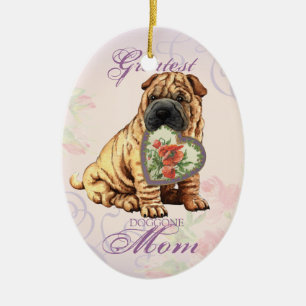 Décoration En Céramique Shar-Pei Maman Coeur