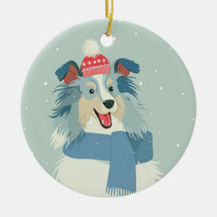 Décoration En Céramique Sheltie Merle Bleu