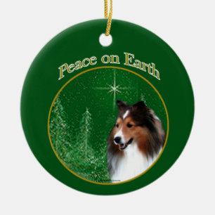 Décoration En Céramique Shetland Sheepdog (sable) Paix