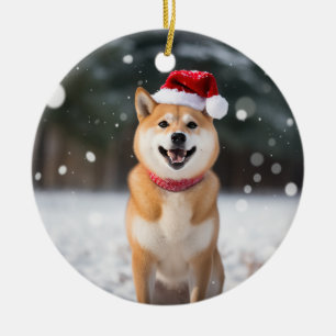 Décoration En Céramique Shiba Inu Chien Noël Keepsaké