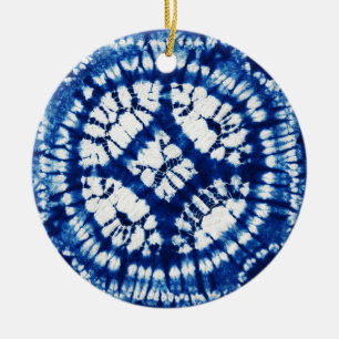 Décoration En Céramique Shibori Tie Dye Mer du Sud Indigo Batik