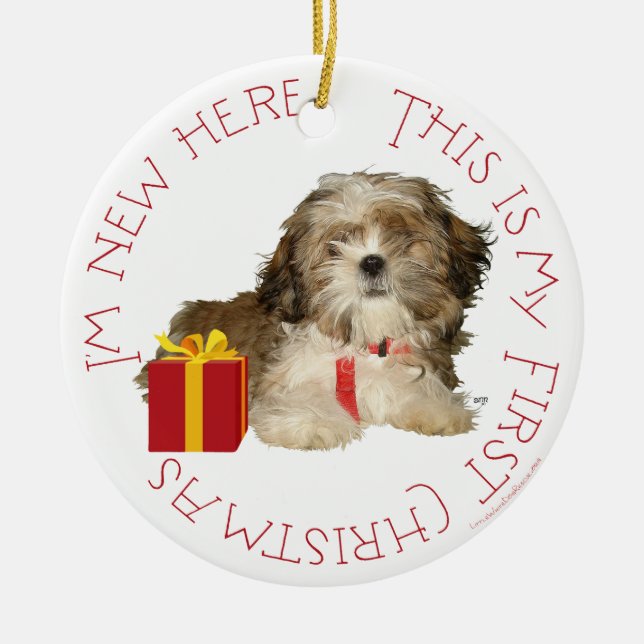 Décoration En Céramique Shih Tzu Puppy Premier Noël (Devant)