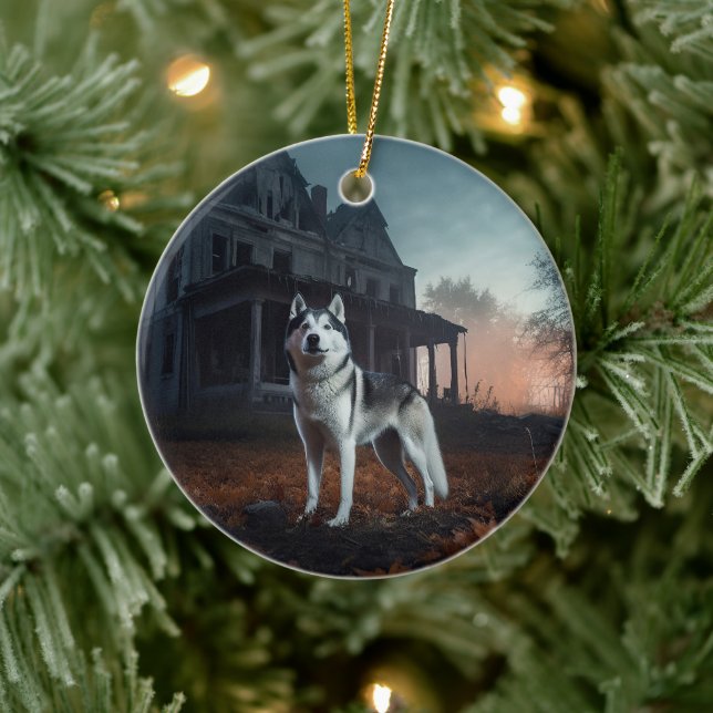 Décoration En Céramique Sibérie Husky Halloween effraie (Arbre)