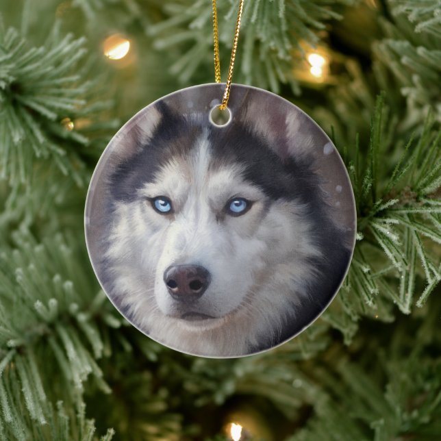 Décoration En Céramique Sibérien Husky (Arbre)