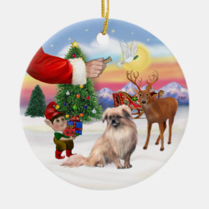 Décoration En Céramique Signes de Noël - Épagneul tibétain
