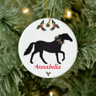Décoration En Céramique Silhouette de cheval Noël personnalisé