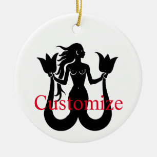Décoration En Céramique Silhouette de sirène à deux queue Thunder_Cove