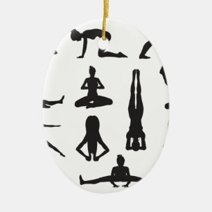 Décoration En Céramique Silhouettes de poses de yoga ou de pilates