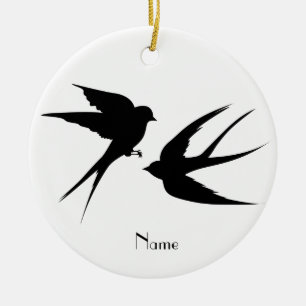 Décoration En Céramique Silhouettes d'oiseaux d'hirondelles Thunder_Cove
