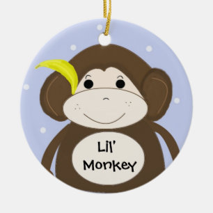 Décoration En Céramique Singe idiot avec une banane dans l'oreille