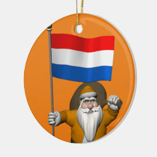 Décoration En Céramique Sinterklaas Avec Ensigne De Pays-Bas