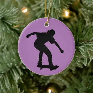 DÉCORATION EN CÉRAMIQUE SKATEBOARDER CHRISTMAS ORNAMENT