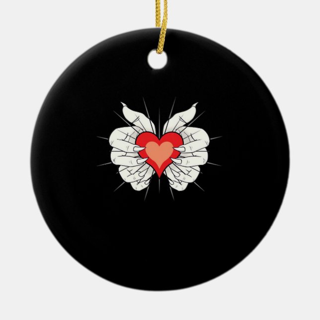 Décoration En Céramique Skeleton Hands Heart Classic (Devant)